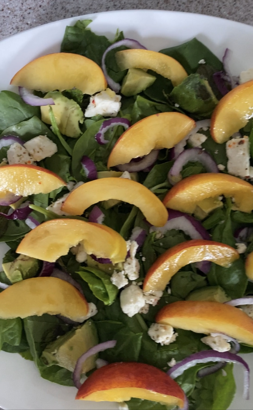 Summer Stone Fruit Salad with nectarines, mint, avocado and feta
